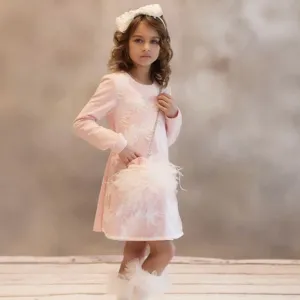 Daga - Feather A Line Dress & Bag - Pink