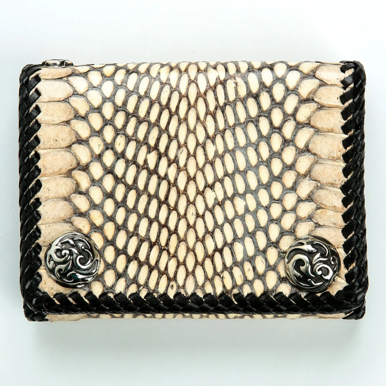 Dark Grey Snake Leather Biker Wallet