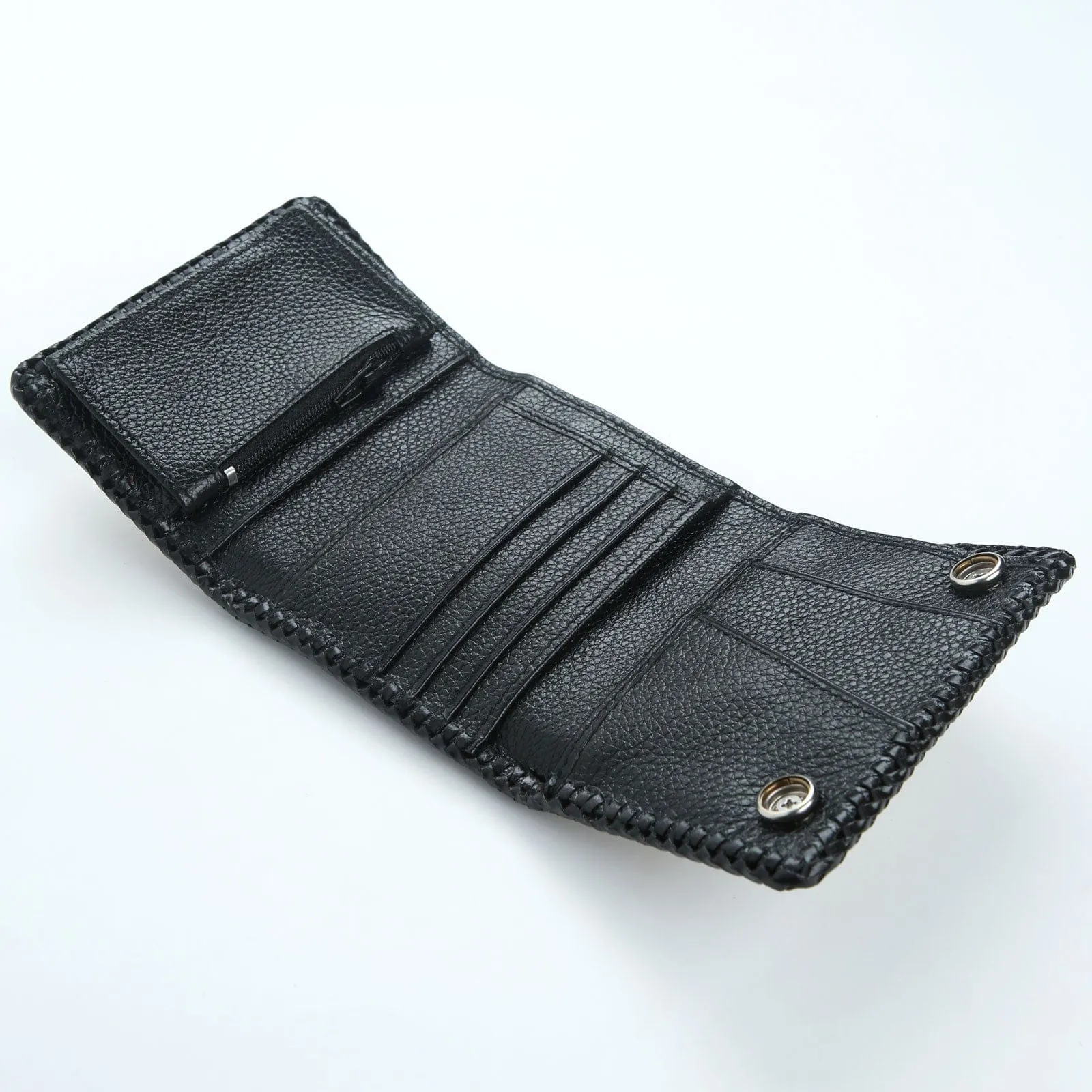 Dark Grey Snake Leather Biker Wallet