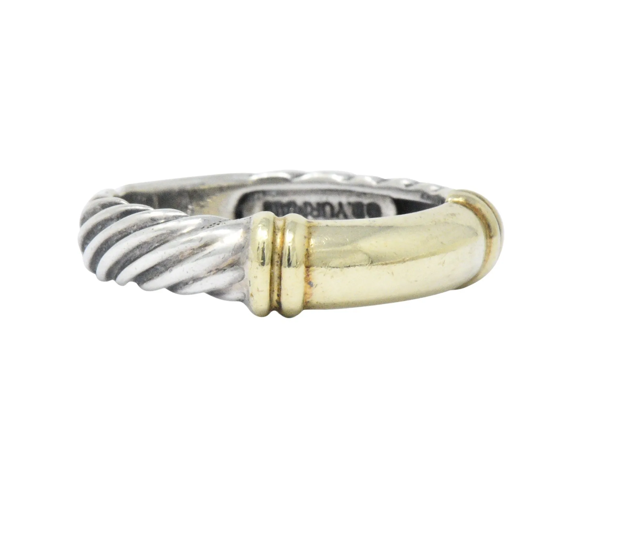 David Yurman 14 Karat Gold Sterling Silver Metro Cable Stack Band Ring