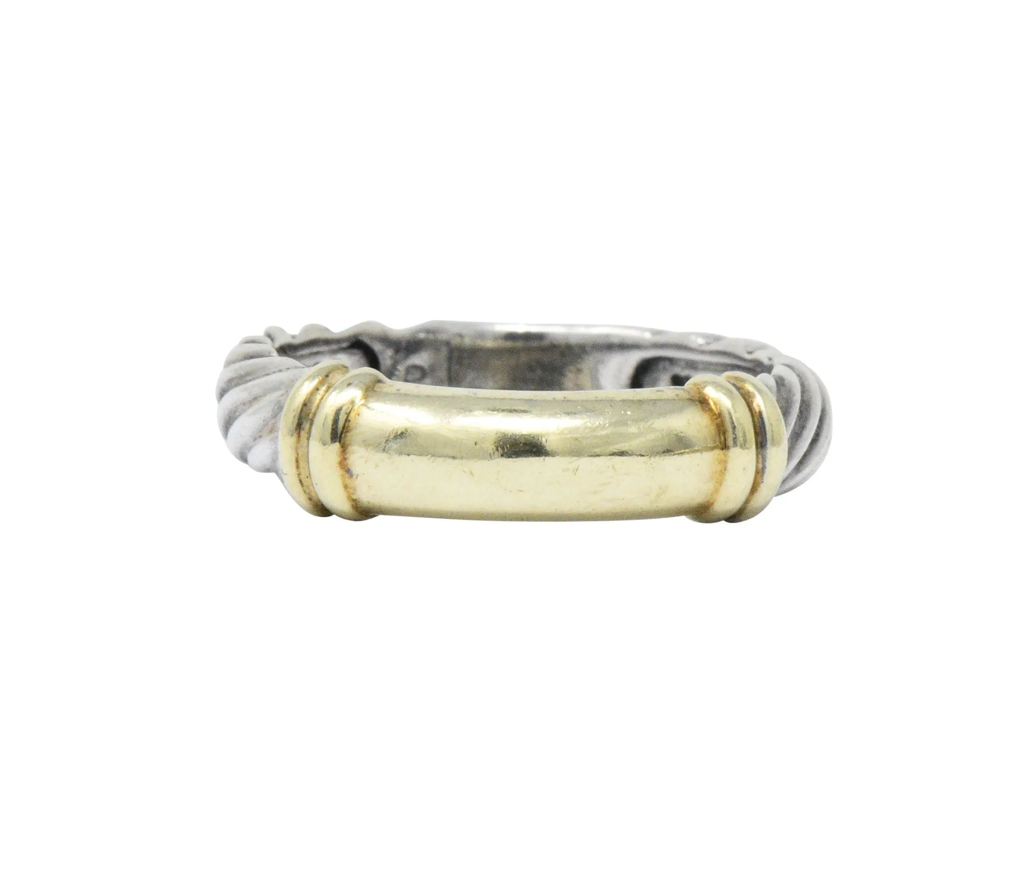 David Yurman 14 Karat Gold Sterling Silver Metro Cable Stack Band Ring