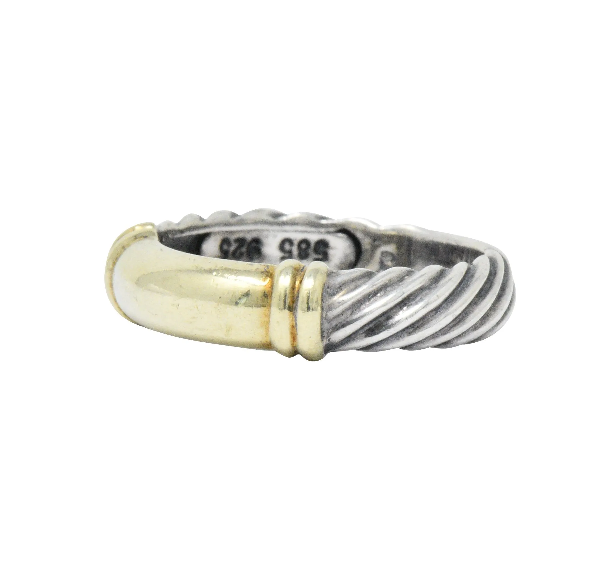 David Yurman 14 Karat Gold Sterling Silver Metro Cable Stack Band Ring
