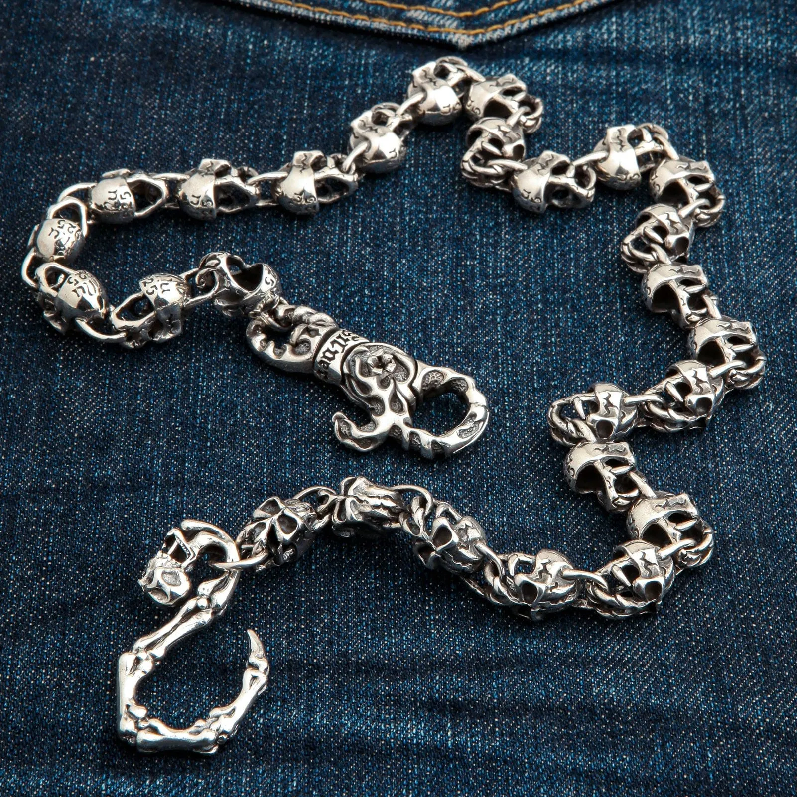 Devil Skull Sterling Silver Wallet Chain
