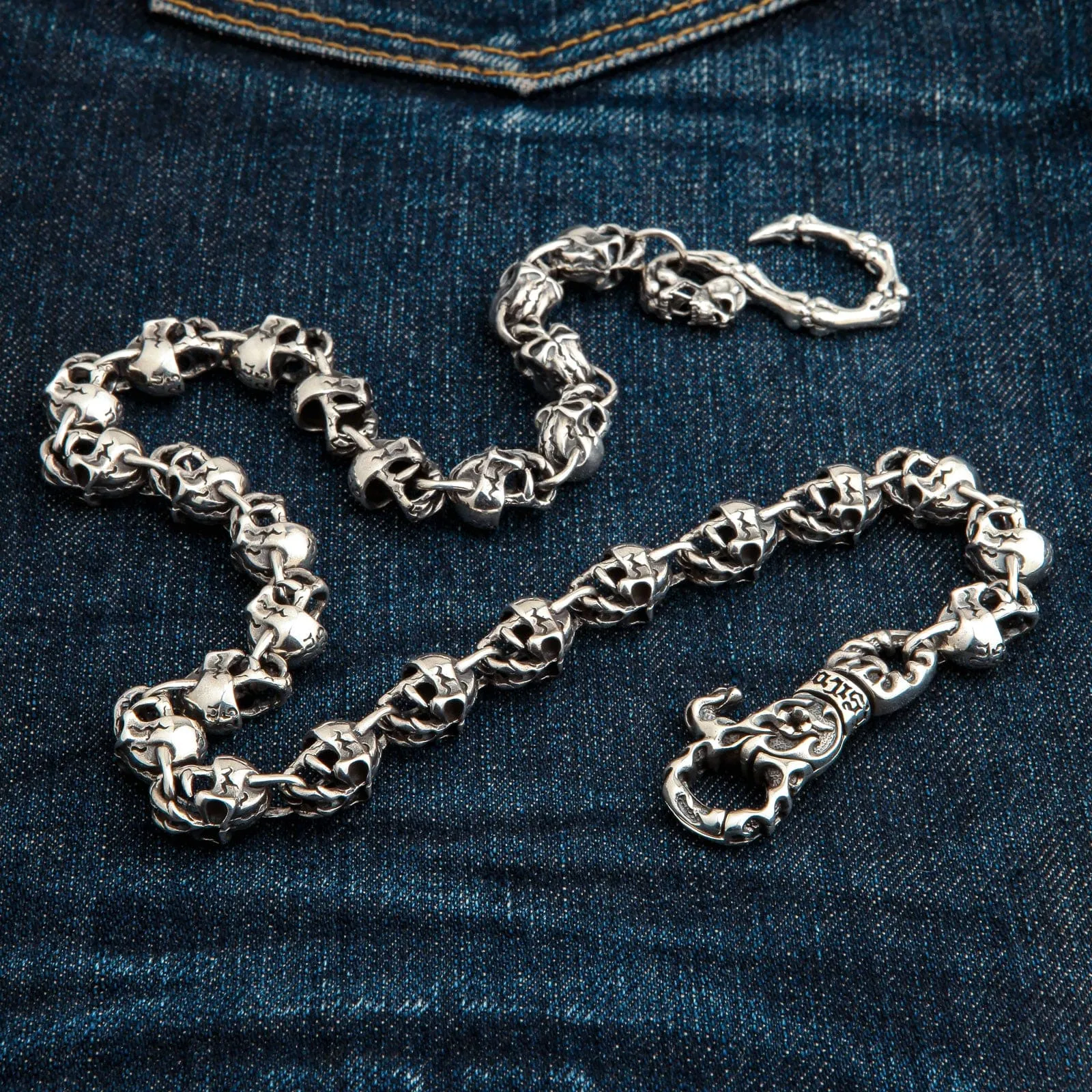 Devil Skull Sterling Silver Wallet Chain