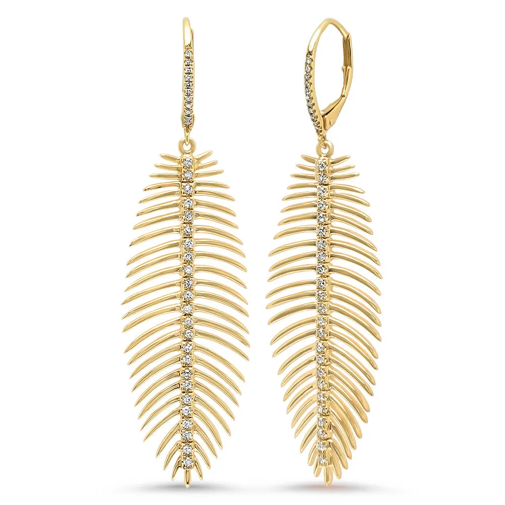 Diamond Feather Earring