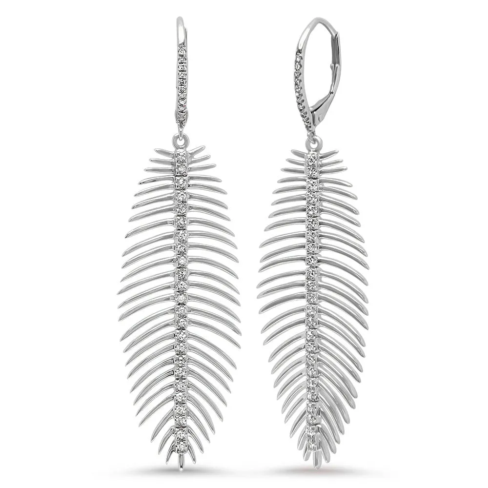 Diamond Feather Earring