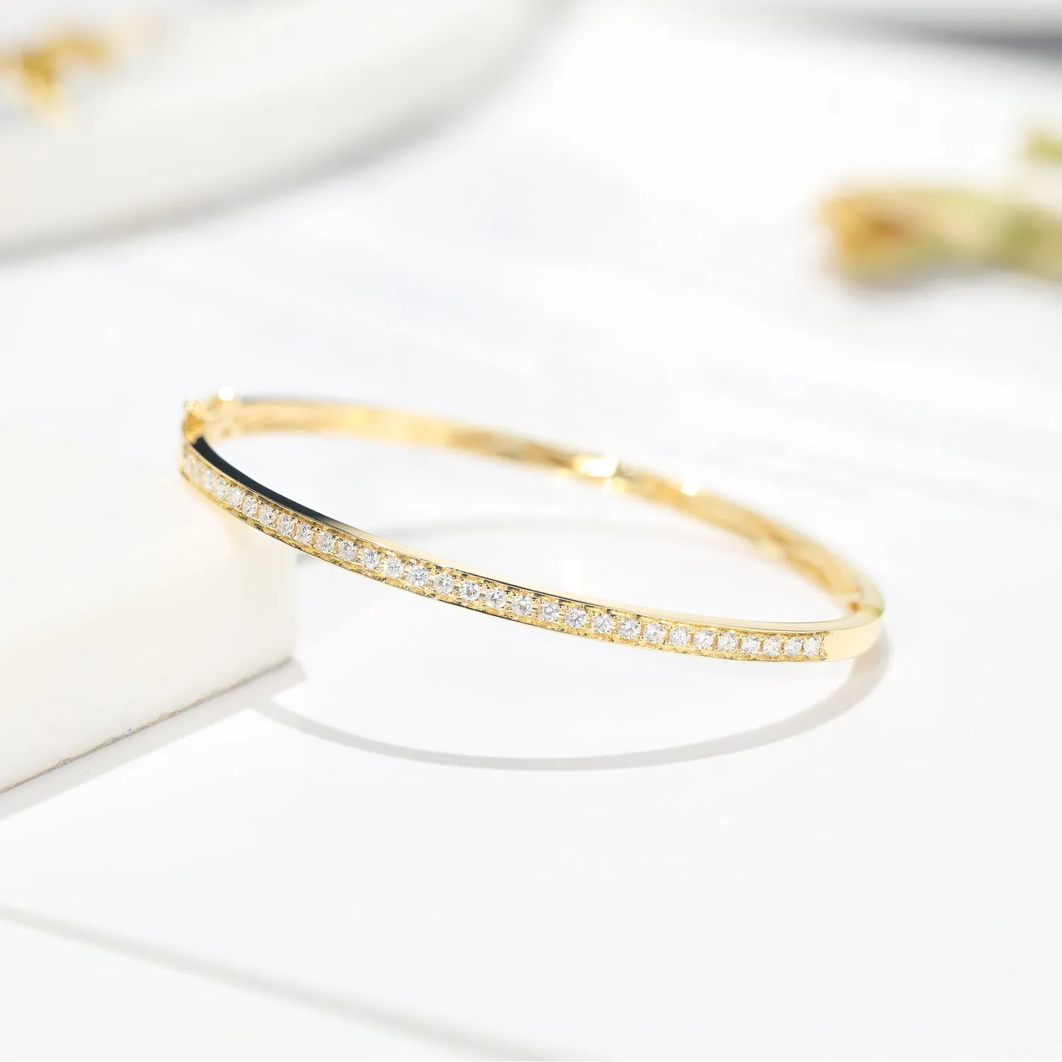 Diamond Oval Bangle Bracelet