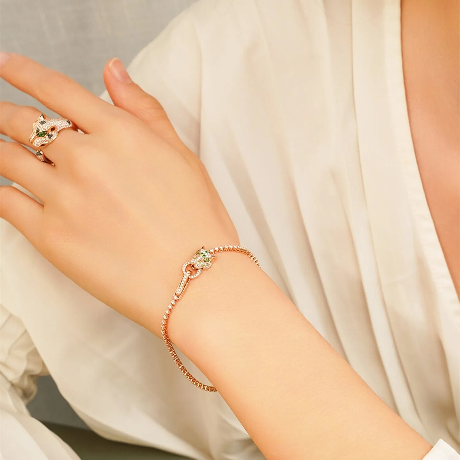 Diamond Panther Tennis Bracelet