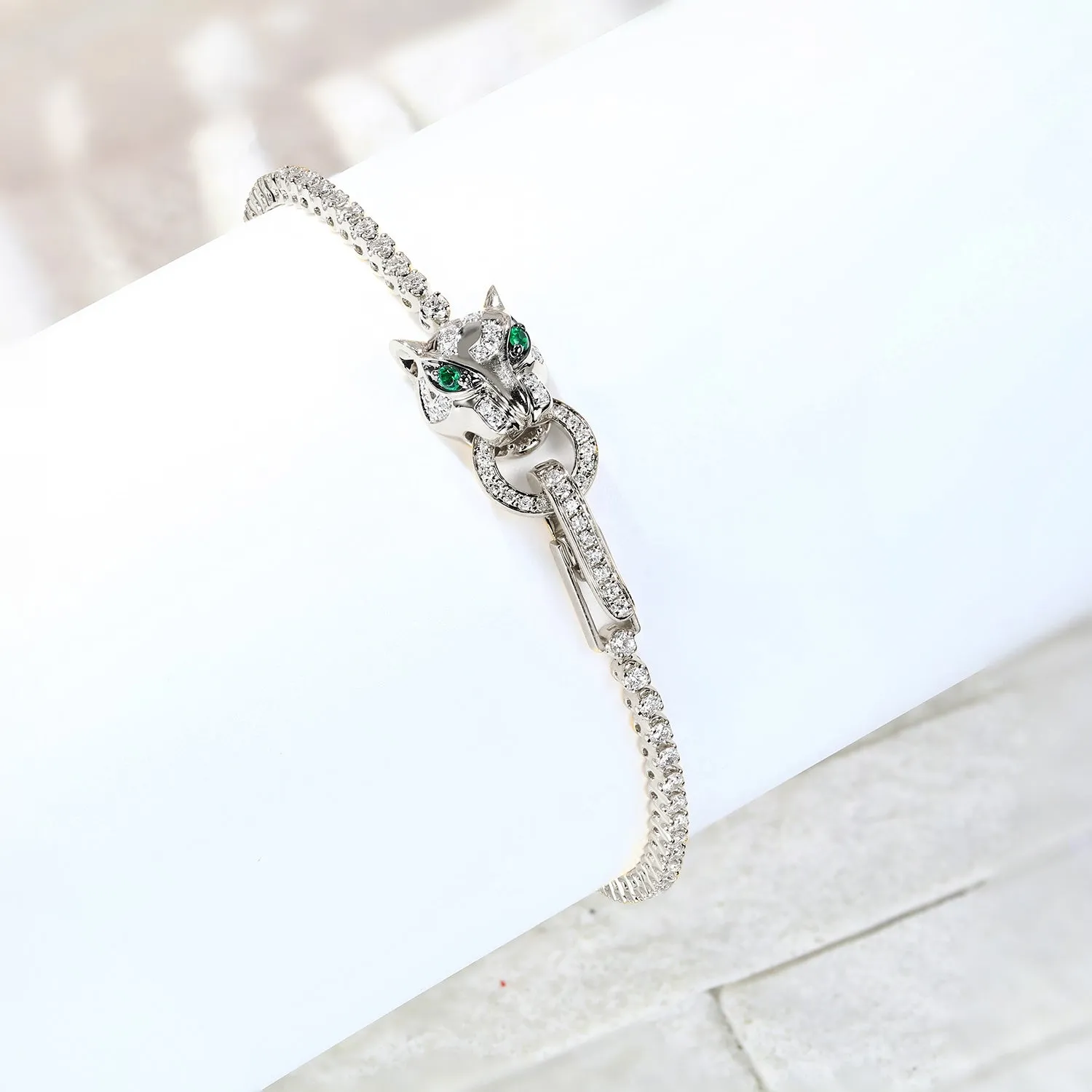 Diamond Panther Tennis Bracelet