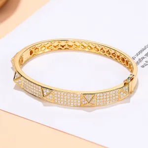 Diamond Pave Pyramid Rivet Style Bangle Bracelet