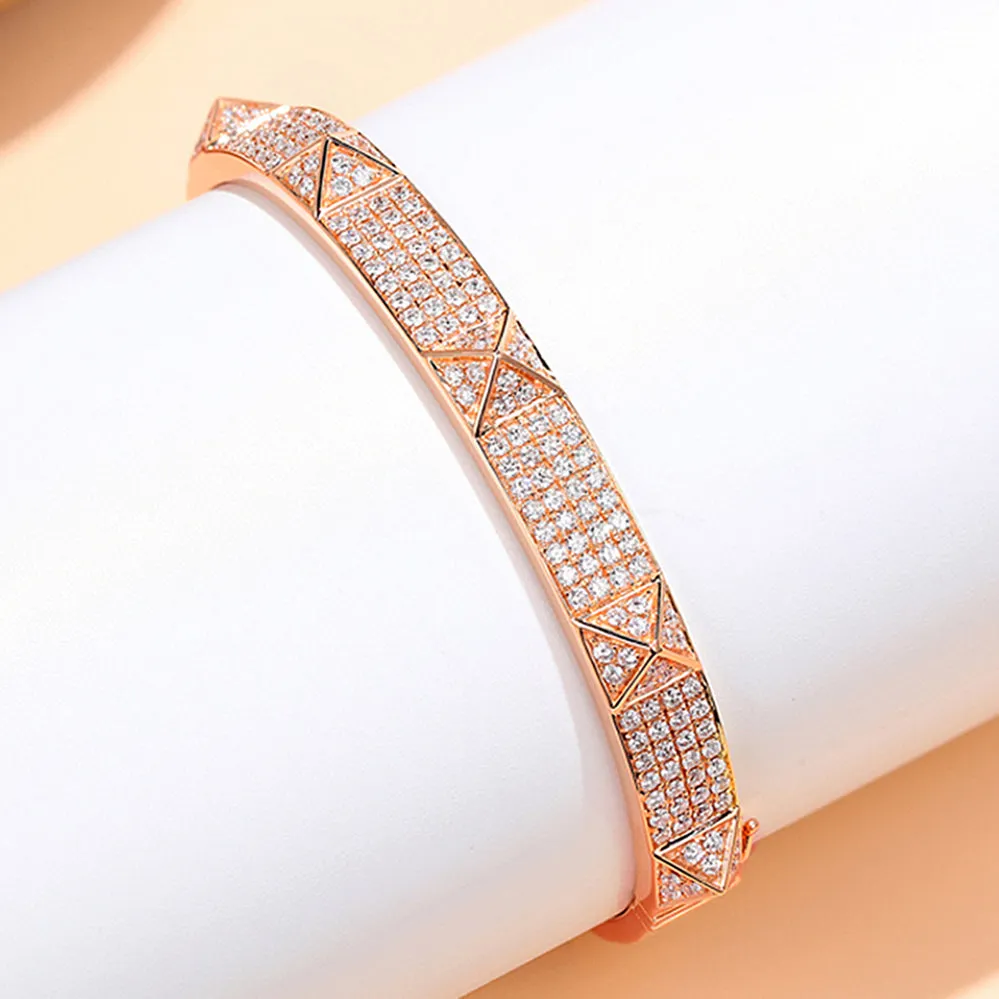 Diamond Pave Pyramid Rivet Style Bangle Bracelet