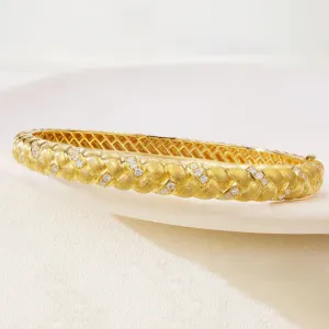 Diamond Pave Woven Braided Bangle Bracelet