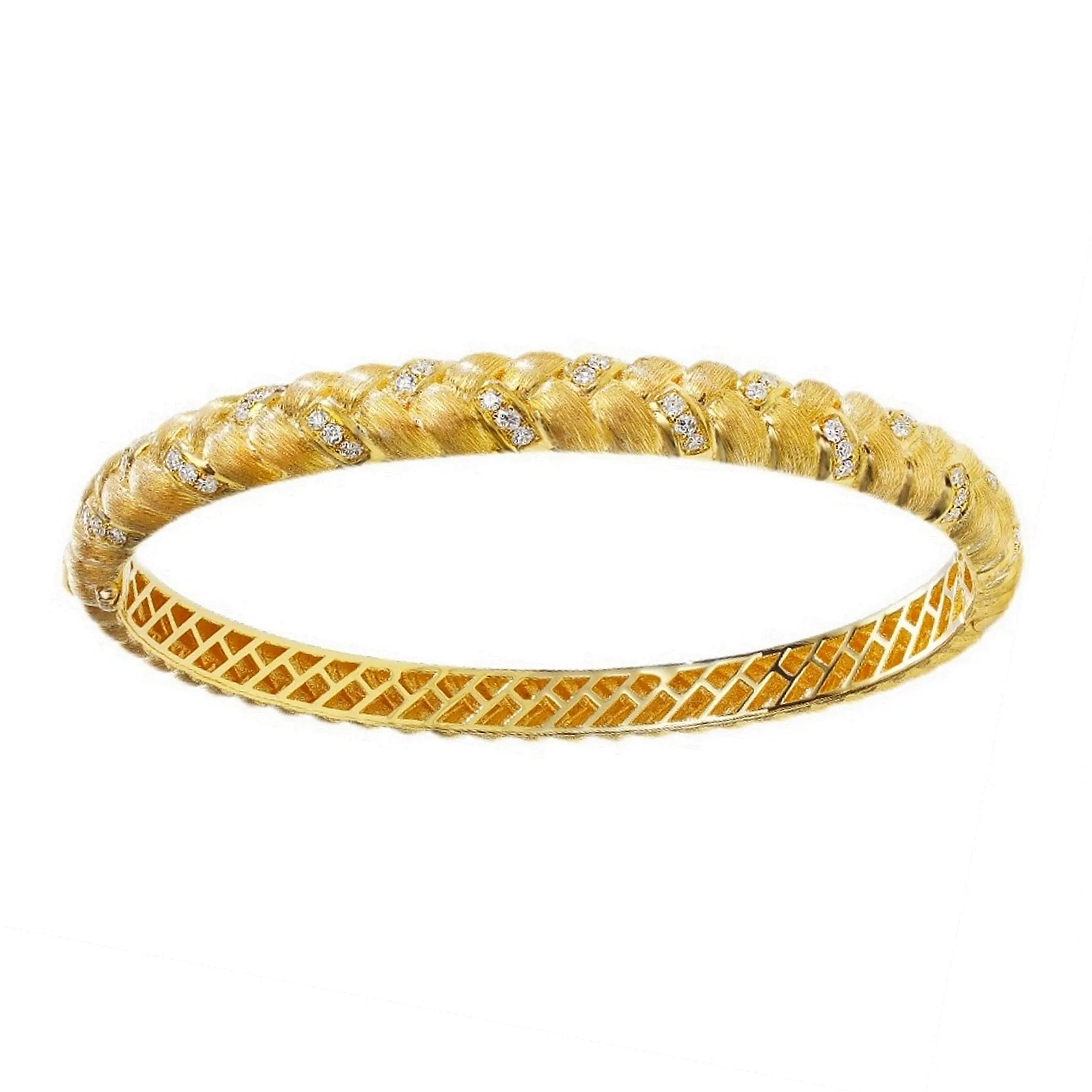 Diamond Pave Woven Braided Bangle Bracelet
