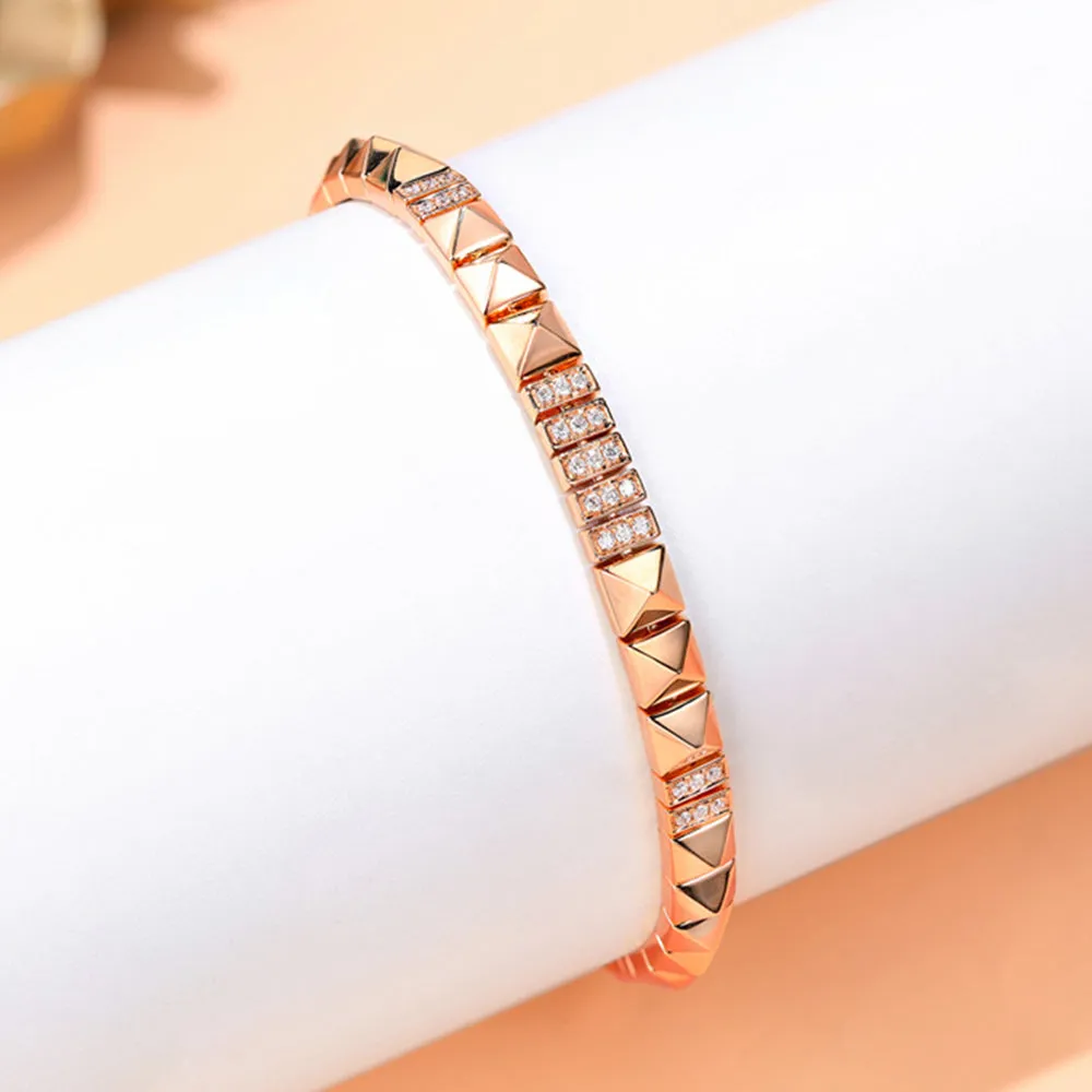 Diamond Paved Pyramid Stud Bracelet