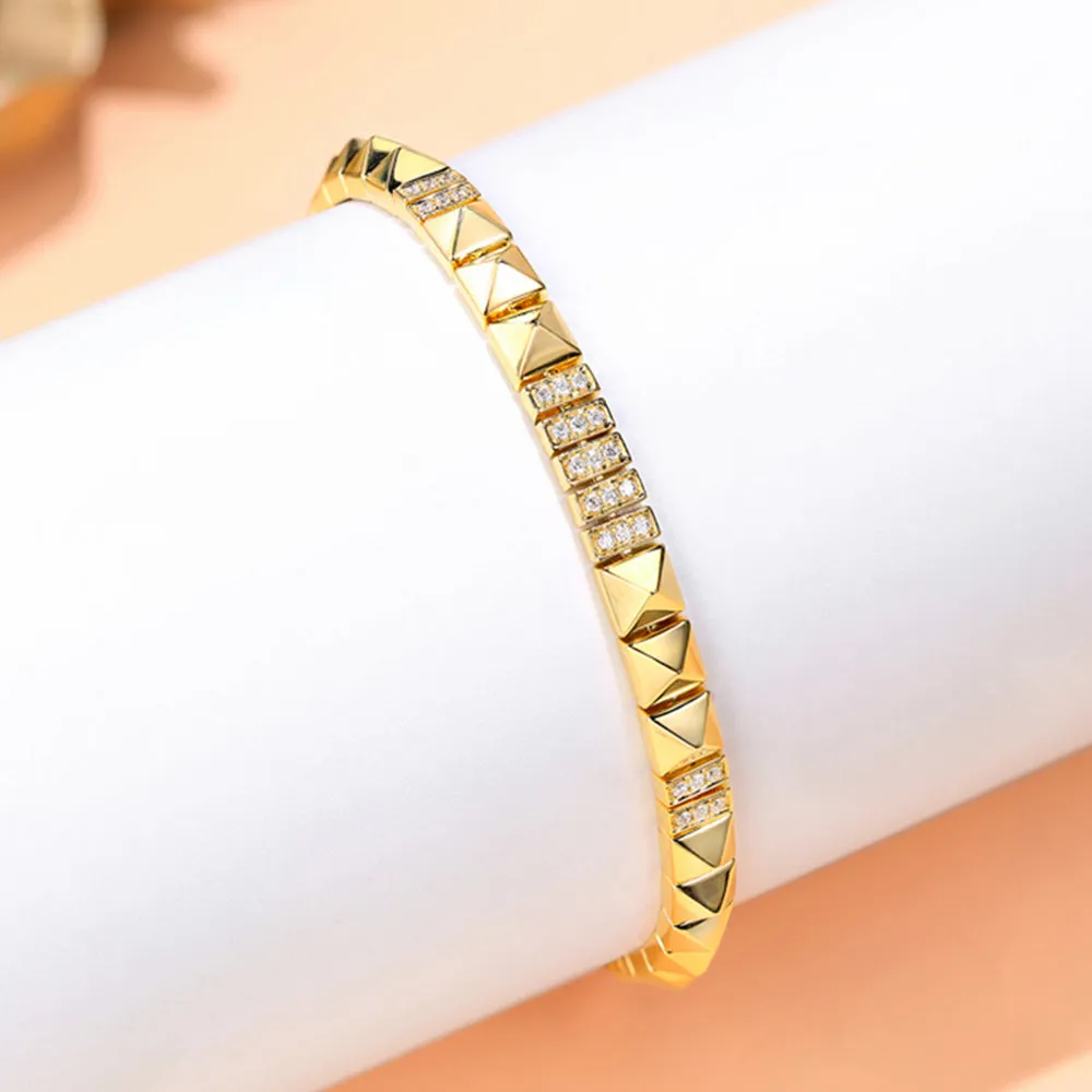 Diamond Paved Pyramid Stud Bracelet