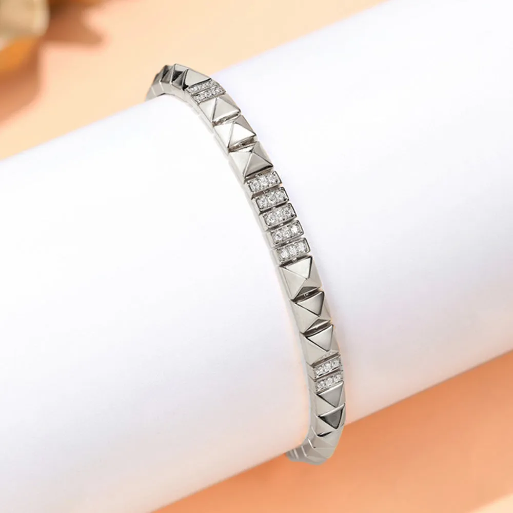Diamond Paved Pyramid Stud Bracelet