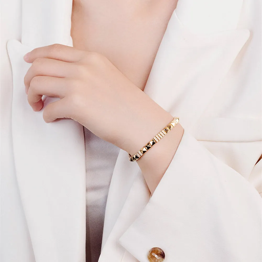 Diamond Paved Pyramid Stud Bracelet