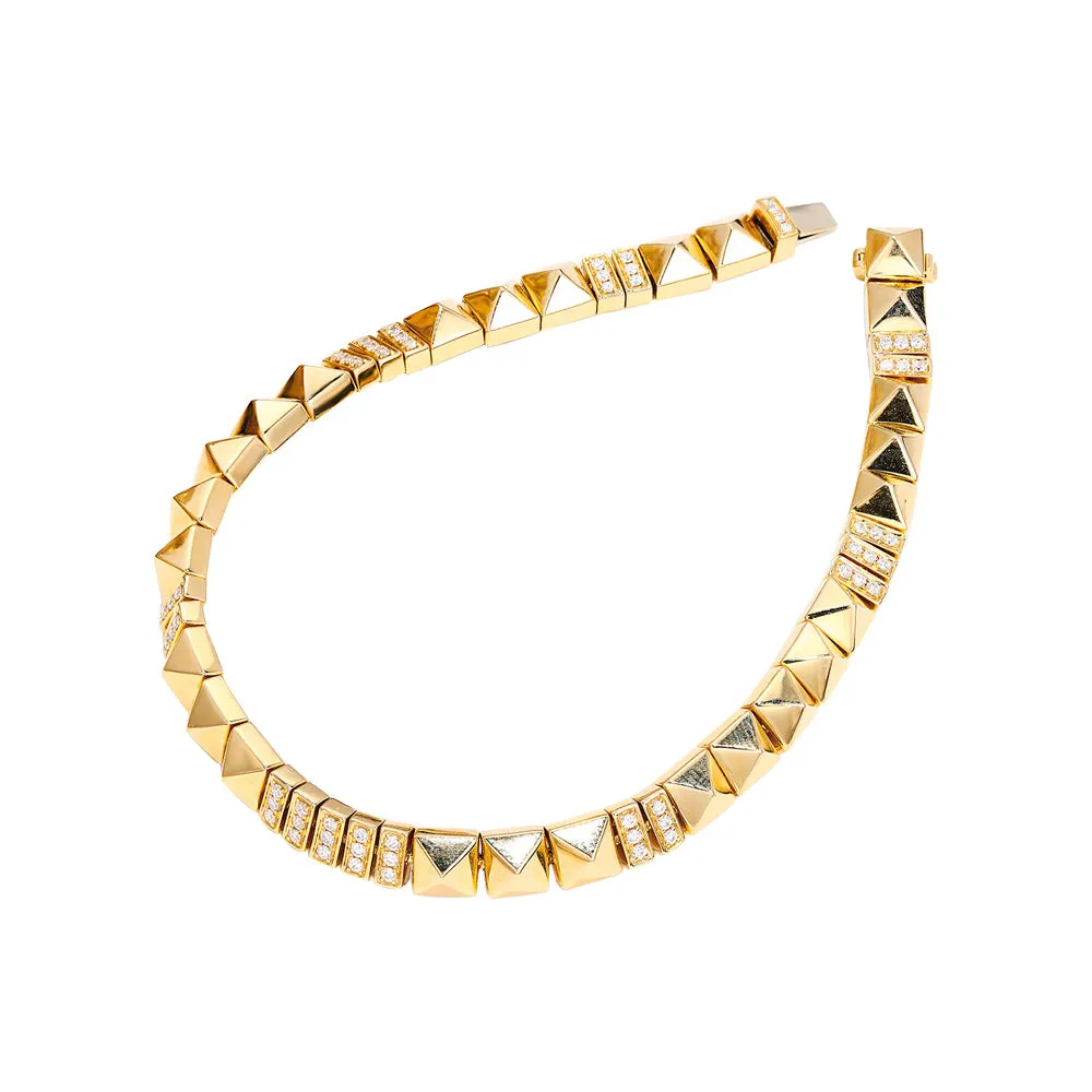 Diamond Paved Pyramid Stud Bracelet