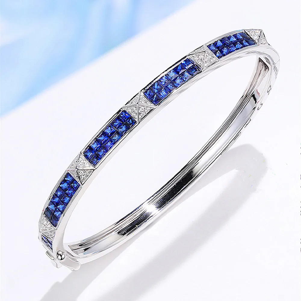 Diamond Pyramid Stud and Sapphire Bangle Bracelet