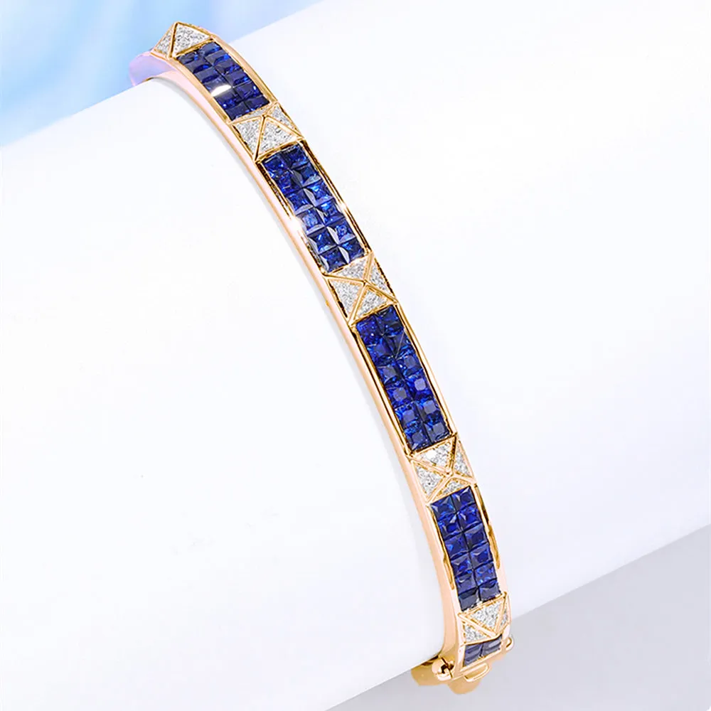 Diamond Pyramid Stud and Sapphire Bangle Bracelet