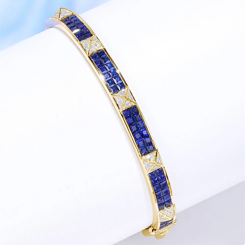 Diamond Pyramid Stud and Sapphire Bangle Bracelet