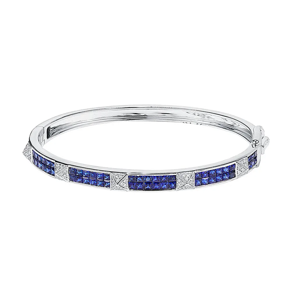 Diamond Pyramid Stud and Sapphire Bangle Bracelet