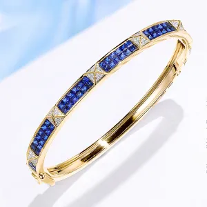 Diamond Pyramid Stud and Sapphire Bangle Bracelet
