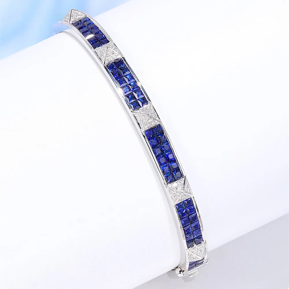 Diamond Pyramid Stud and Sapphire Bangle Bracelet