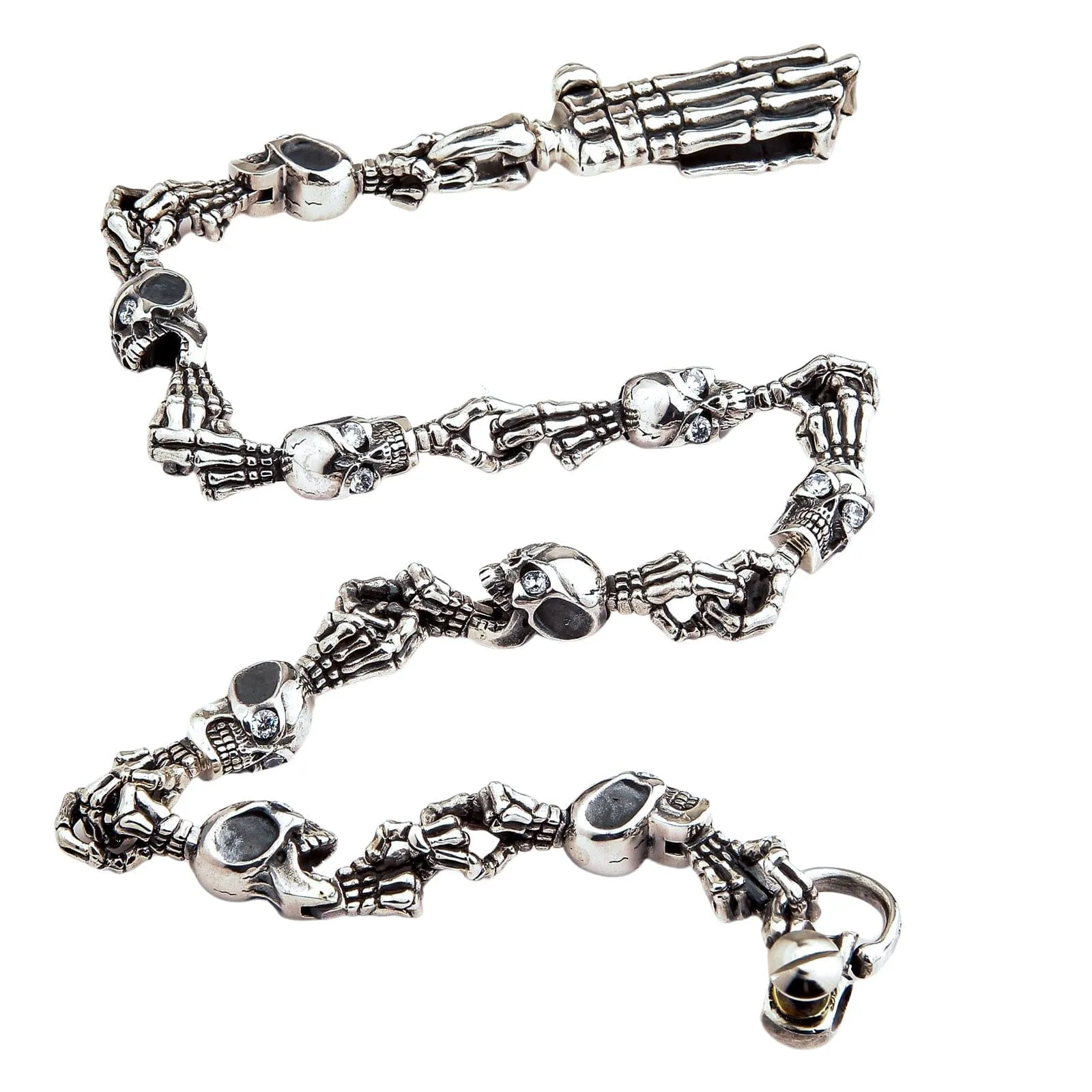 Diamond Skull Skeleton Sterling Silver Wallet Chain