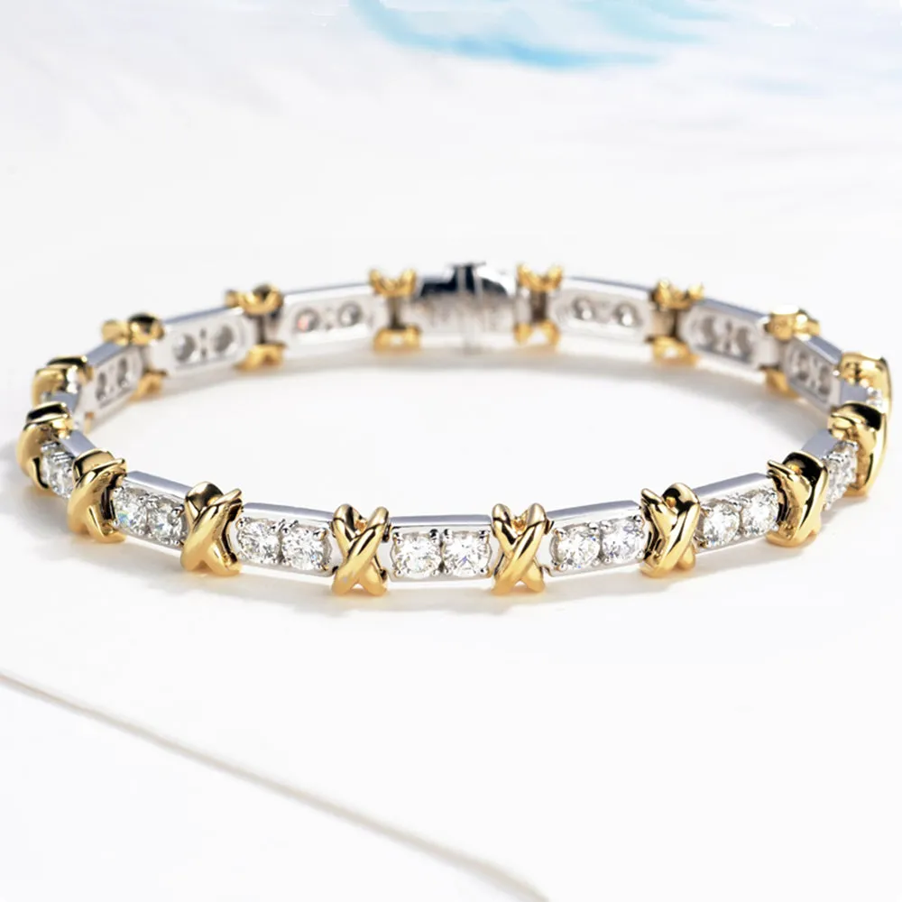 Diamond Tennis Bracelet in Two-Tone Gold