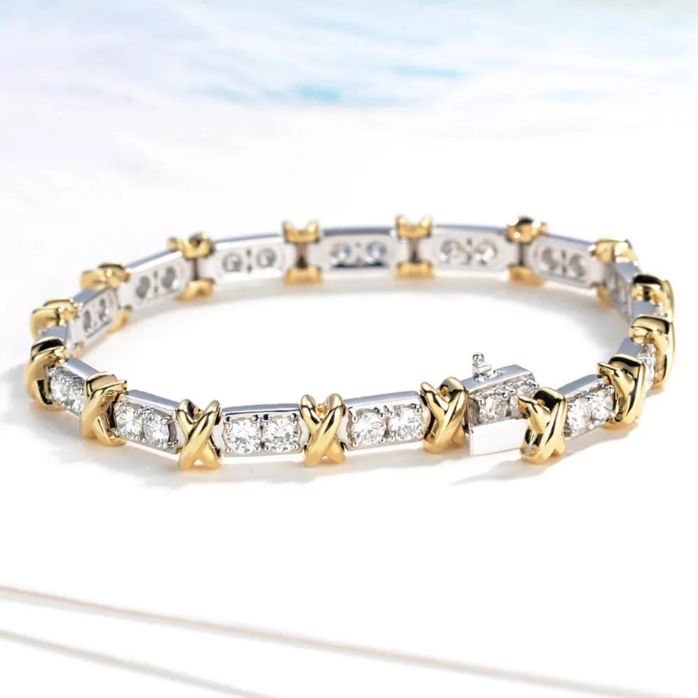 Diamond Tennis Bracelet in Two-Tone Gold
