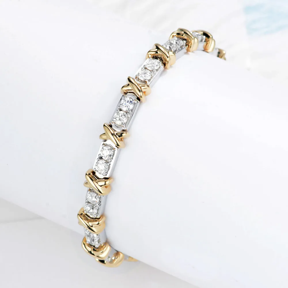 Diamond Tennis Bracelet in Two-Tone Gold