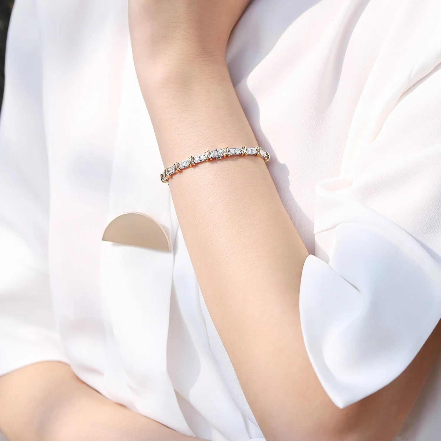 Diamond Tennis Bracelet in Two-Tone Gold