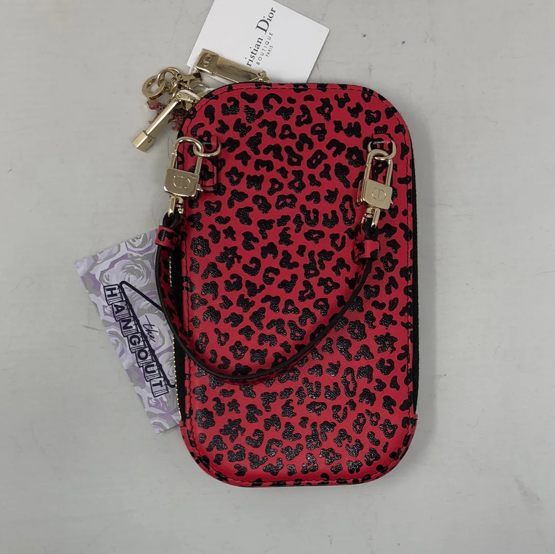 DIOR Coral Leopeardprint Phone Holder