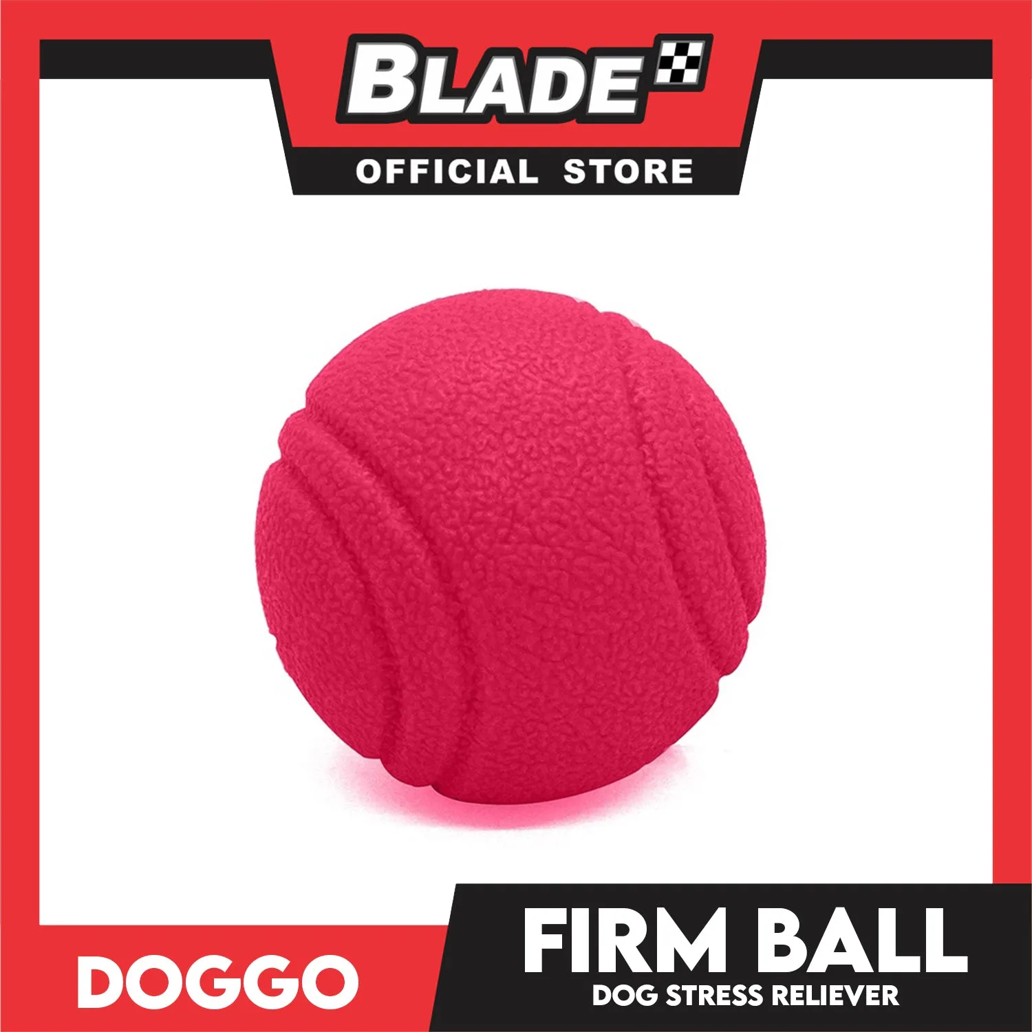 Doggo Bouncy Firm Ball Natural Rubber Medium Size (Pink) Dog Toy