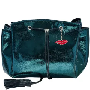 Donna May Metallic Drawstring Makeup Bag - Green