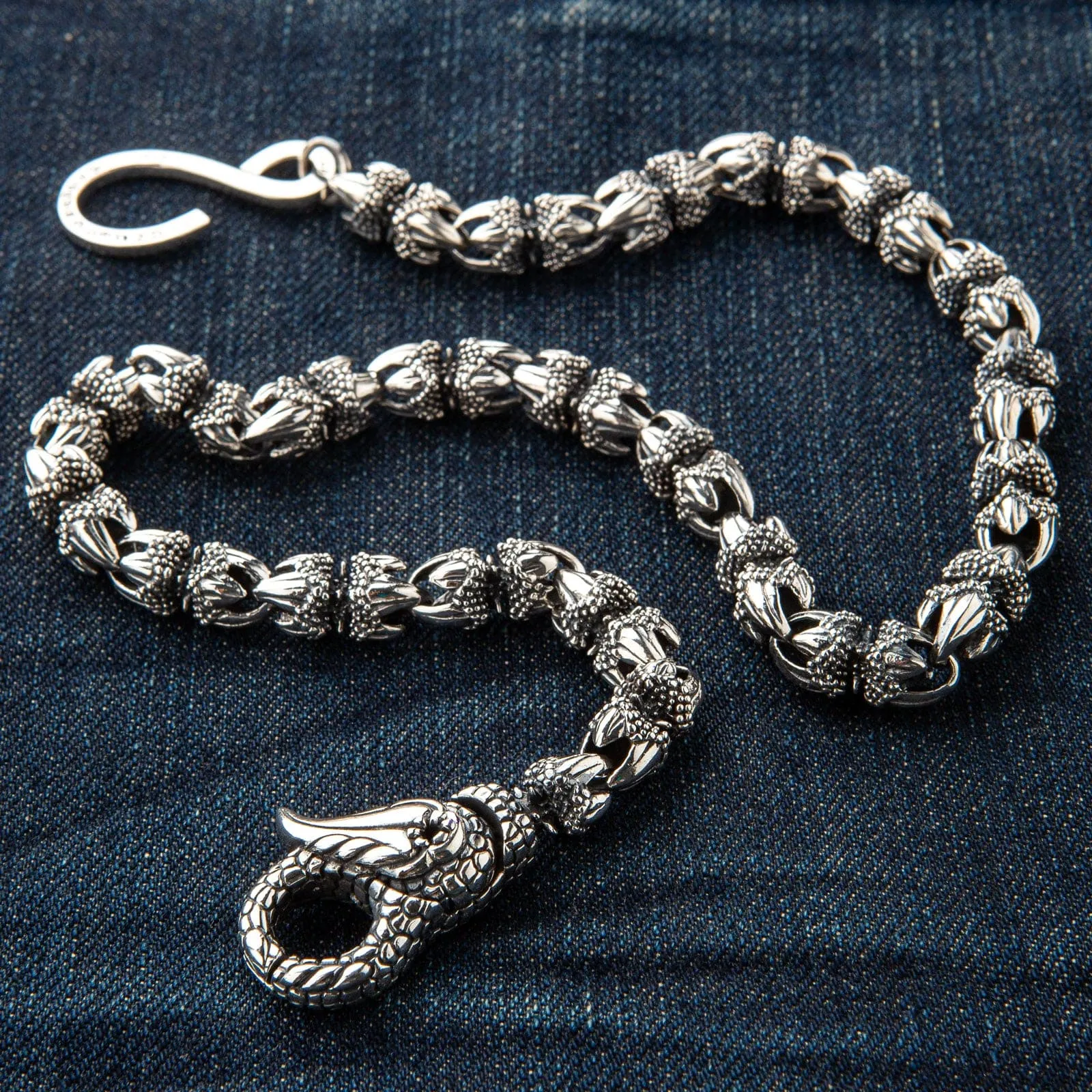 Dragon Claw Sterling Silver Biker Wallet Chain