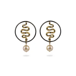 EDEN SERPENT HOOPS WITH SOUTH SEA PEARL DROPS