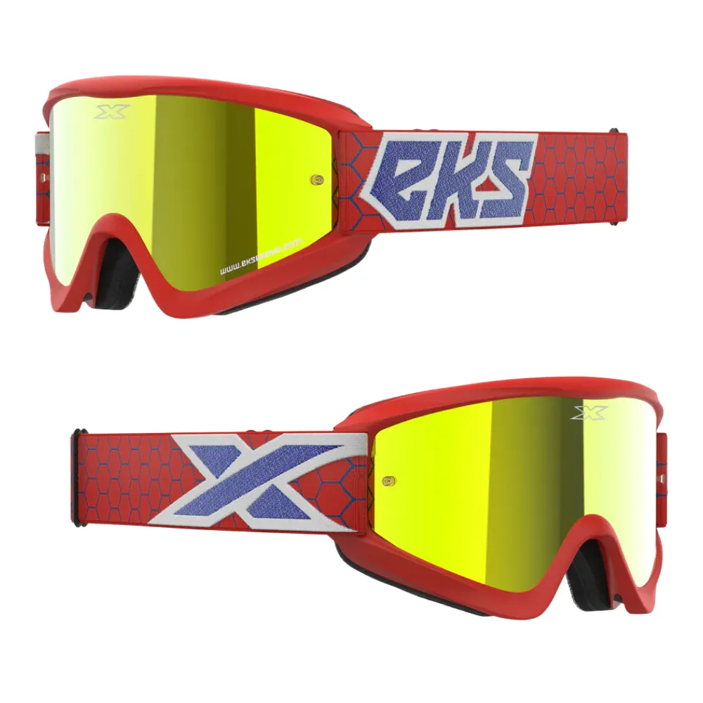 EKS Gox Flat Out Red/White/Blue/Gold Mirror Goggle
