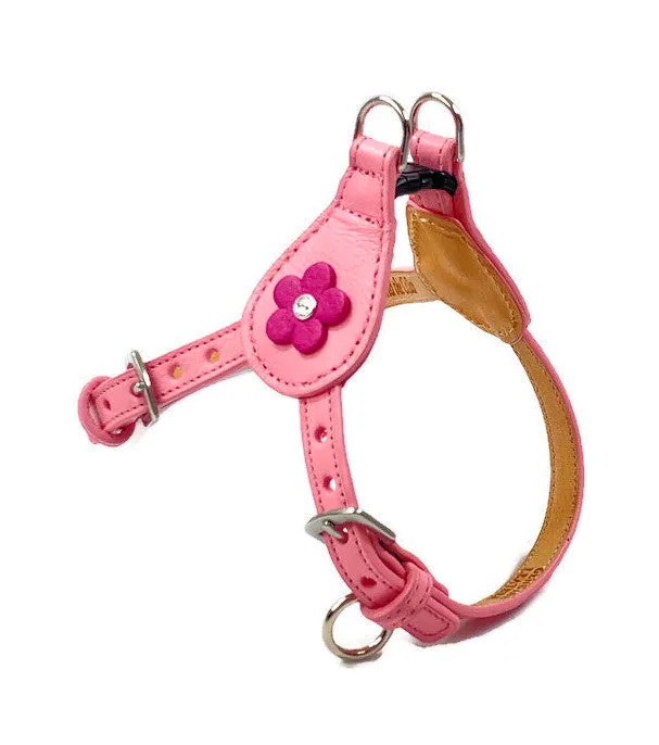 Ellie Flower Leather Dog Step-In Harness