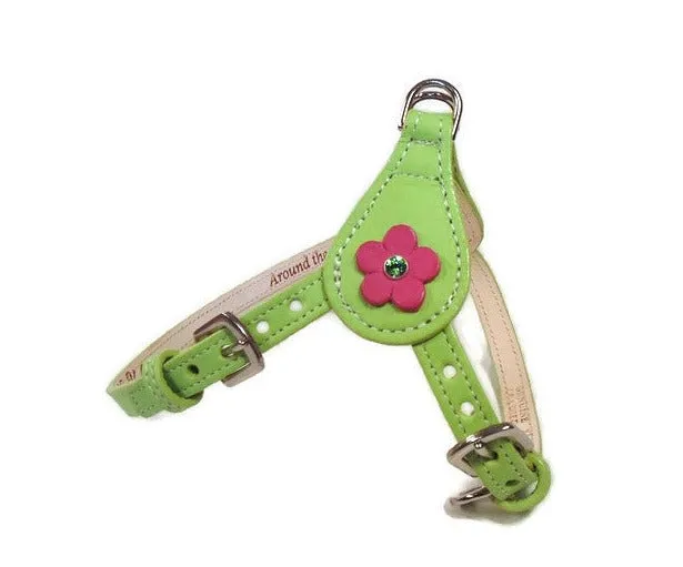 Ellie Flower Leather Dog Step-In Harness