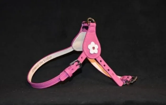 Ellie Flower Leather Dog Step-In Harness