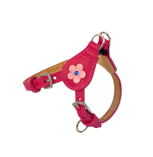 Ellie Flower Leather Dog Step-In Harness