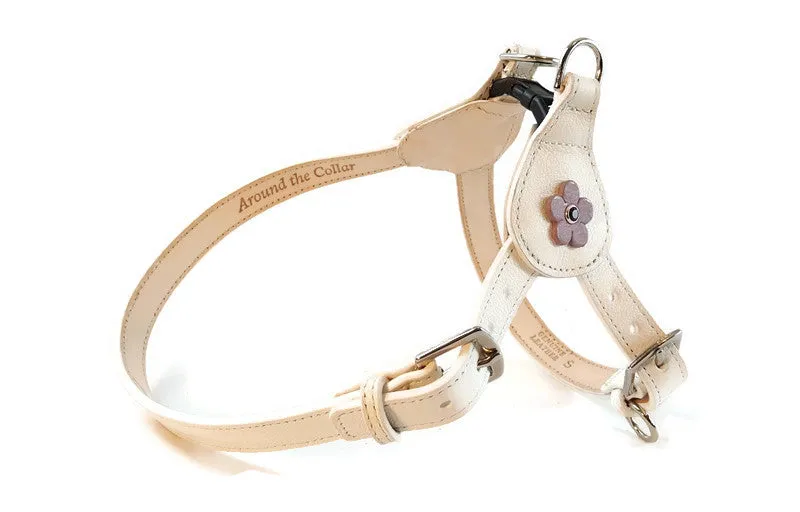 Ellie Flower Leather Dog Step-In Harness