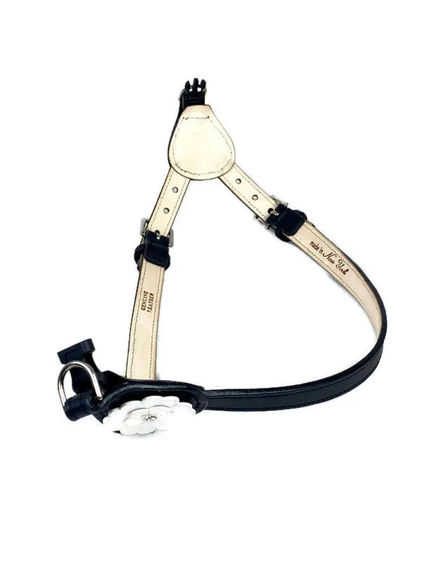 Emma Leather Flower Step In Harness with Crystal on Flower