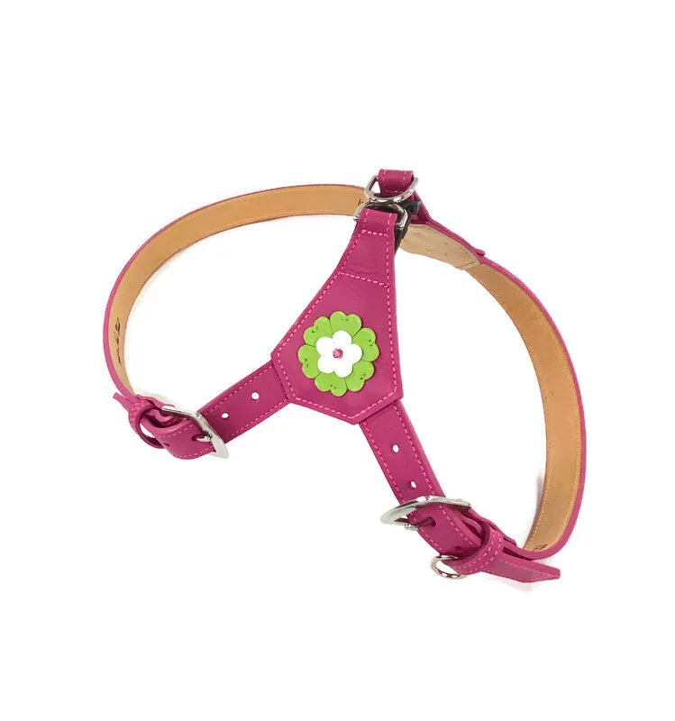 Emma Leather Flower Step In Harness with Crystal on Flower