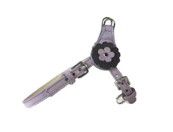 Emma Leather Flower Step In Harness with Crystal on Flower