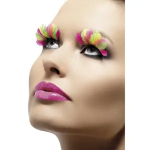 Eyelashes, Multi Coloured, Neon, Feather