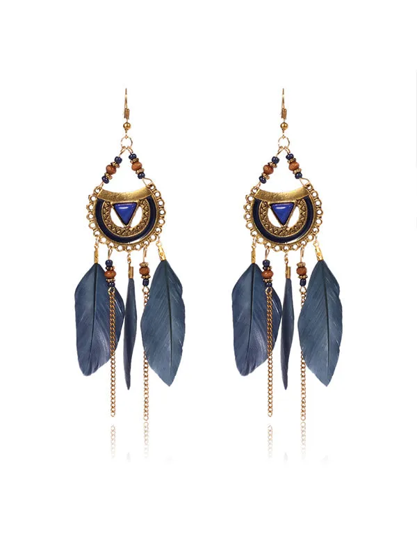 Eyes Pattern Feather Earrings
