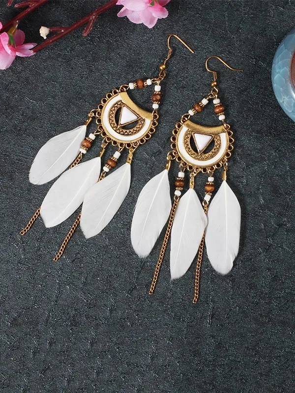 Eyes Pattern Feather Earrings